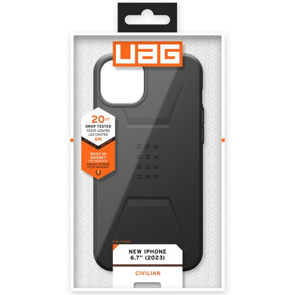 UAG Civilian Backcover MagSafe iPhone 15 Plus - Zwart / Schwarz / Black