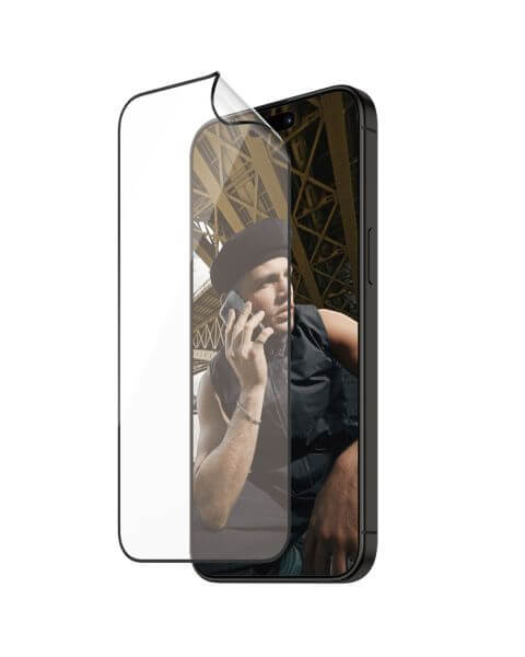 PanzerGlass Matrix Recycled Ultra-Wide Fit Anti-Bacterial Screenprotector incl. applicator iPhone 15 Pro