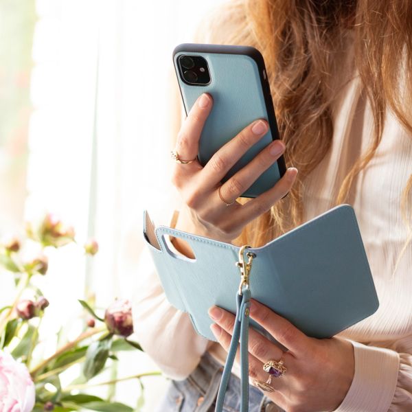 Uitneembare Vegan Lederen Bookcase iPhone SE (2020) / 8/7/6s - Blauw / Blue