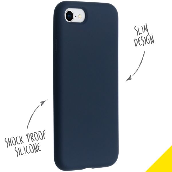 Accezz Liquid Silicone Backcover iPhone SE (2022 / 2020) / 8 / 7 - Blauw / Blau / Blue
