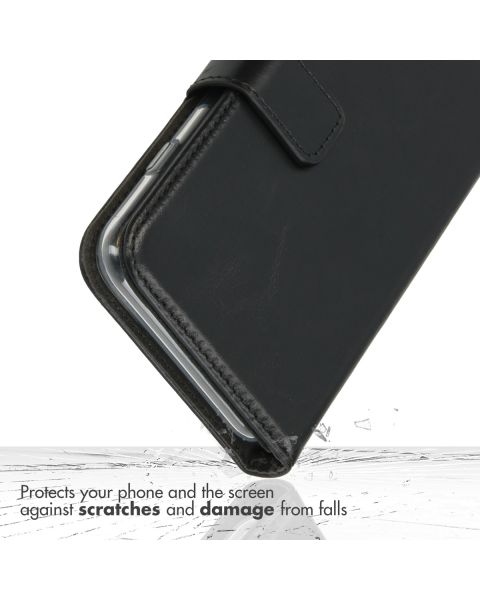 Selencia Echt Lederen Bookcase Samsung Galaxy A12 - Zwart / Schwarz / Black