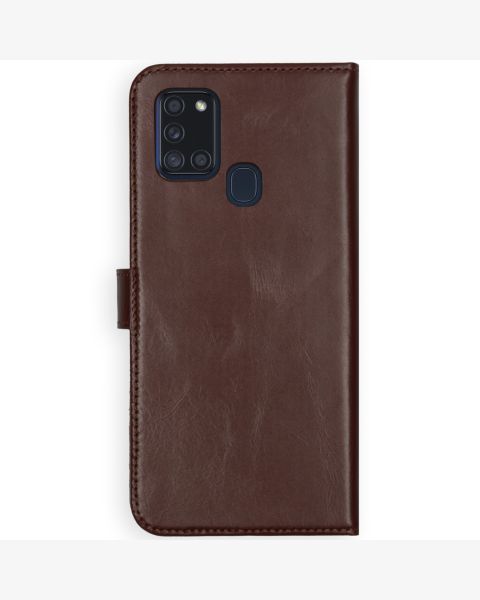 Selencia Echt Lederen Bookcase Samsung Galaxy A21s - Bruin / Braun  / Brown