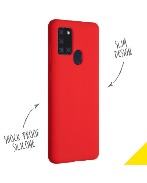 Accezz Liquid Silicone Backcover Samsung Galaxy A21s - Rood / Rot / Red