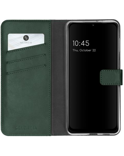 Selencia Echt Lederen Bookcase Samsung Galaxy A22 (5G) - Groen / Grün  / Green