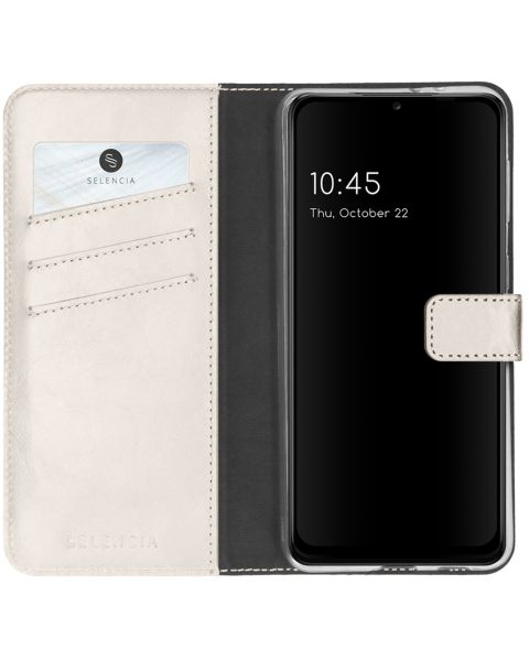 Selencia Echt Lederen Bookcase Samsung Galaxy A22 (5G) - Lichtgrijs / Hellgrau    / Light Gray