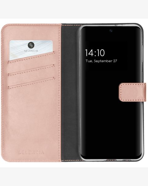 Selencia Echt Lederen Bookcase Samsung Galaxy A32 (5G) - Roze / Rosa / Pink