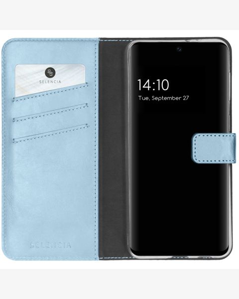 Selencia Echt Lederen Bookcase Samsung Galaxy A32 (5G) - Lichtblauw / Hellblau / Light Blue