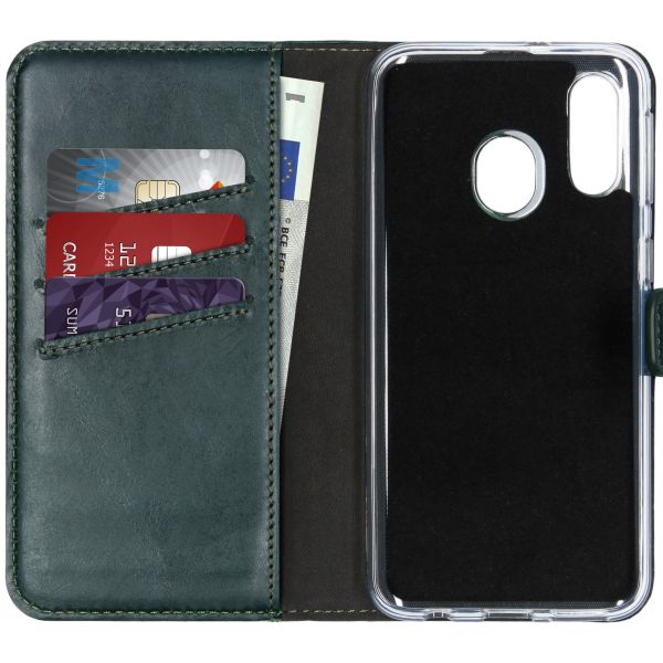 Selencia Echt Lederen Bookcase Samsung Galaxy A40 - Groen / Grün  / Green