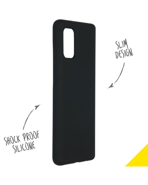 Accezz Liquid Silicone Backcover Samsung Galaxy A41 - Zwart / Schwarz / Black