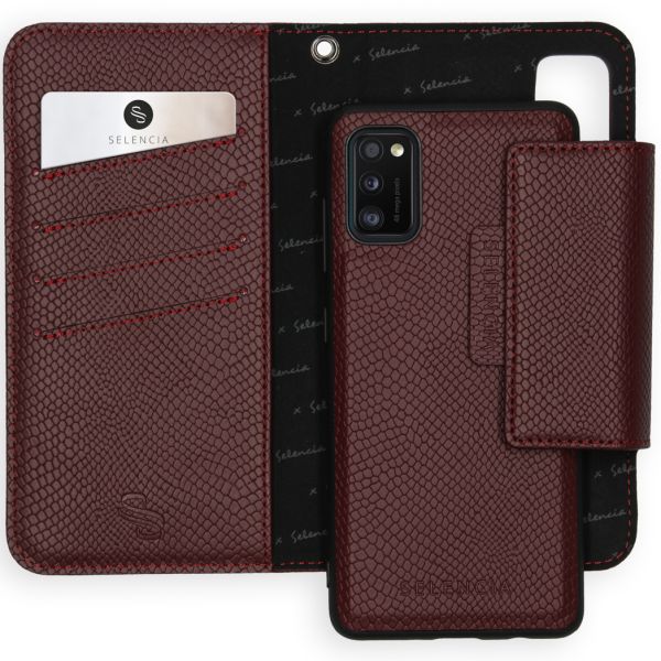 Selencia 2-in-1 Uitneembare Slang Bookcase Galaxy A41 - Donkerrood / Dunkelrot / Dark Red
