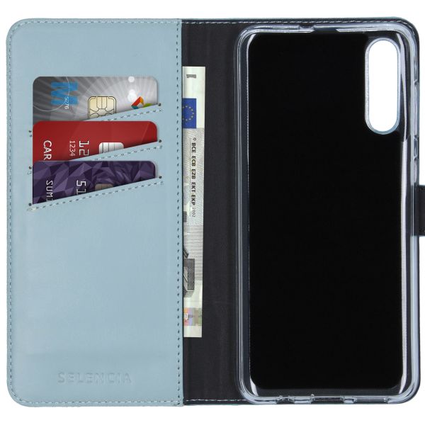 Selencia Echt Lederen Bookcase Samsung Galaxy A50 / A30s - Lichtblauw / Hellblau / Light Blue