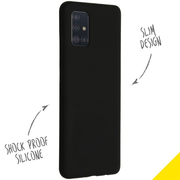 Accezz Liquid Silicone Backcover Samsung Galaxy A51 - Zwart / Schwarz / Black