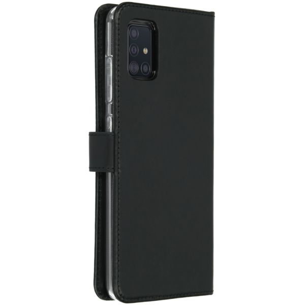 Selencia Echt Lederen Bookcase Samsung Galaxy A51 - Zwart / Schwarz / Black