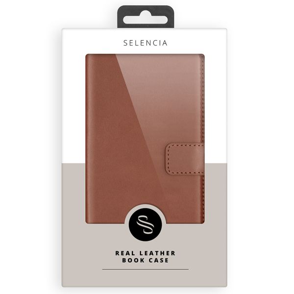 Selencia Echt Lederen Bookcase Samsung Galaxy A51 - Lichtbruin / Hellbraun  / Light Brown