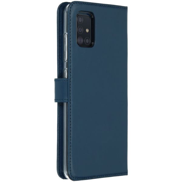 Selencia Echt Lederen Bookcase Samsung Galaxy A51 - Blauw / Blau / Blue