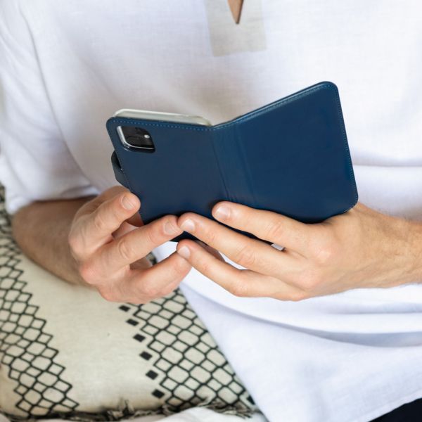 Selencia Echt Lederen Bookcase Samsung Galaxy A51 - Blauw / Blau / Blue