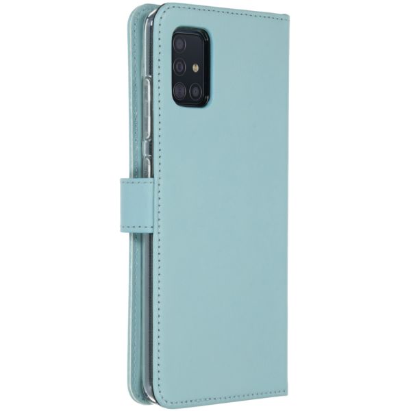 Selencia Echt Lederen Bookcase Samsung Galaxy A51 - Lichtblauw / Hellblau / Light Blue