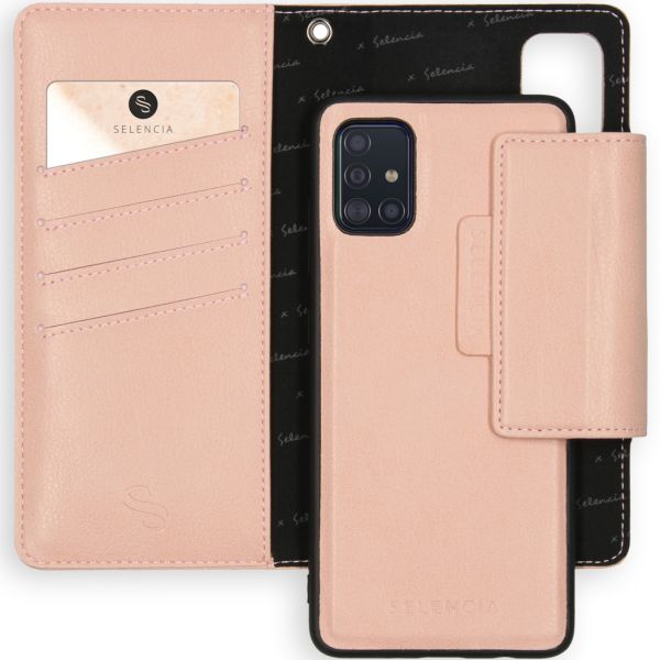 Surya 2-in-1 Uitneembare Vegan Lederen Bookcase Galaxy A51 - Roze / Pink