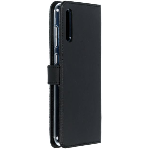 Selencia Echt Lederen Bookcase Samsung Galaxy A70 - Zwart / Schwarz / Black