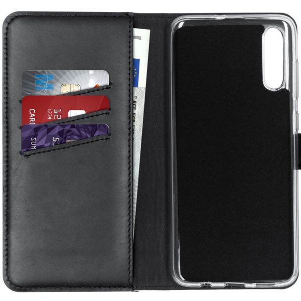 Selencia Echt Lederen Bookcase Samsung Galaxy A70 - Zwart / Schwarz / Black