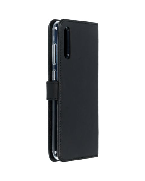 Selencia Echt Lederen Bookcase Samsung Galaxy A70 - Zwart / Schwarz / Black