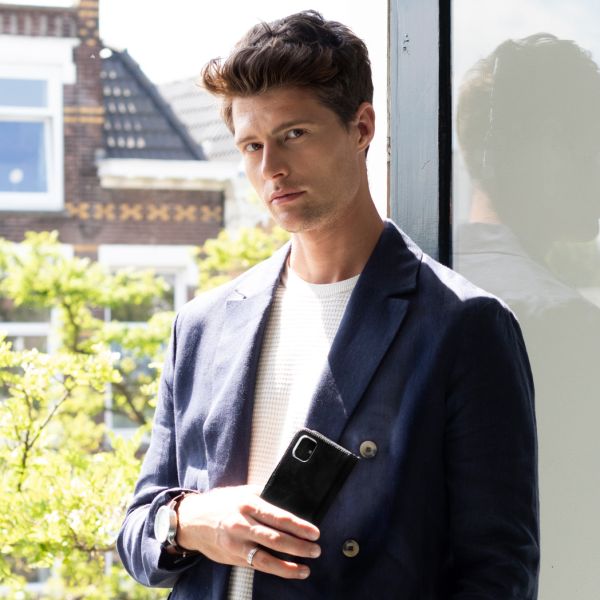 Selencia Echt Lederen Bookcase Samsung Galaxy A70 - Zwart / Schwarz / Black