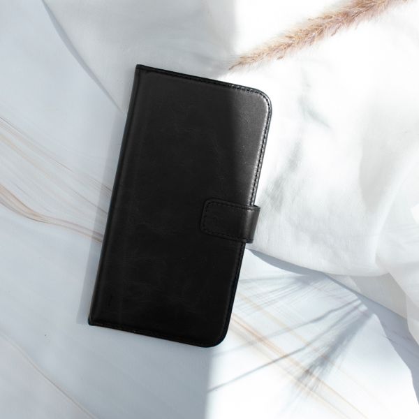 Selencia Echt Lederen Bookcase Samsung Galaxy A70 - Zwart / Schwarz / Black