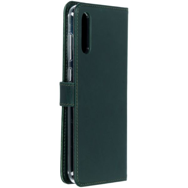 Selencia Echt Lederen Bookcase Samsung Galaxy A70 - Groen / Grün  / Green