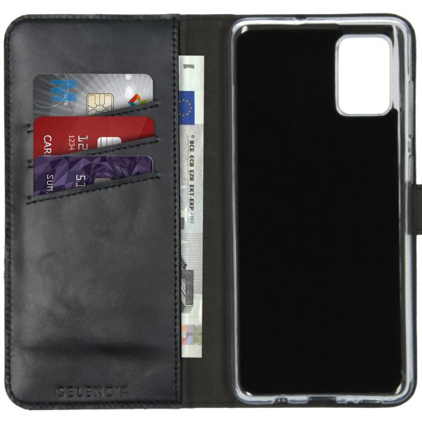 Selencia Echt Lederen Bookcase Samsung Galaxy A71 - Zwart / Schwarz / Black