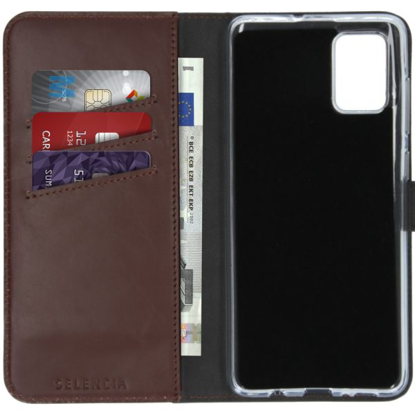 Selencia Echt Lederen Bookcase Samsung Galaxy A71 - Bruin / Braun  / Brown