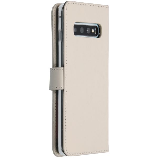Echt Lederen Booktype Samsung Galaxy S10 - Lichtgrijs - Mystic Stone