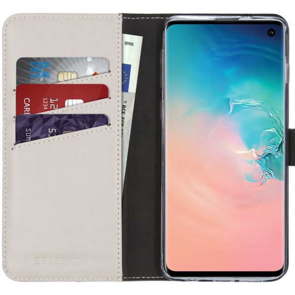 Echt Lederen Booktype Samsung Galaxy S10 - Lichtgrijs - Mystic Stone