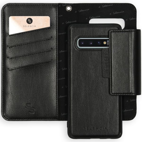 Surya 2-in-1 Uitneembare Vegan Lederen Bookcase Galaxy S10 - Zwart / Black