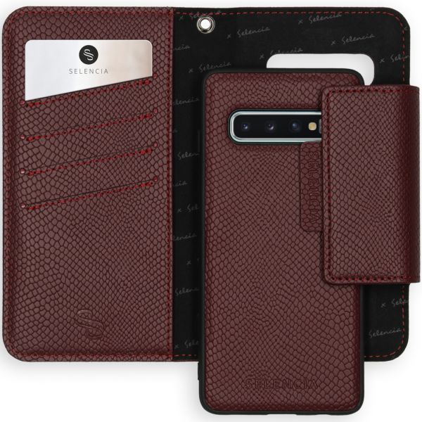 Selencia 2-in-1 Uitneembare Slang Bookcase Galaxy S10 - Donkerrood / Dunkelrot / Dark Red