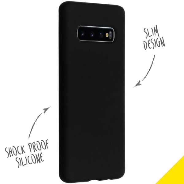 Accezz Liquid Silicone Backcover Samsung Galaxy S10 - Zwart / Schwarz / Black