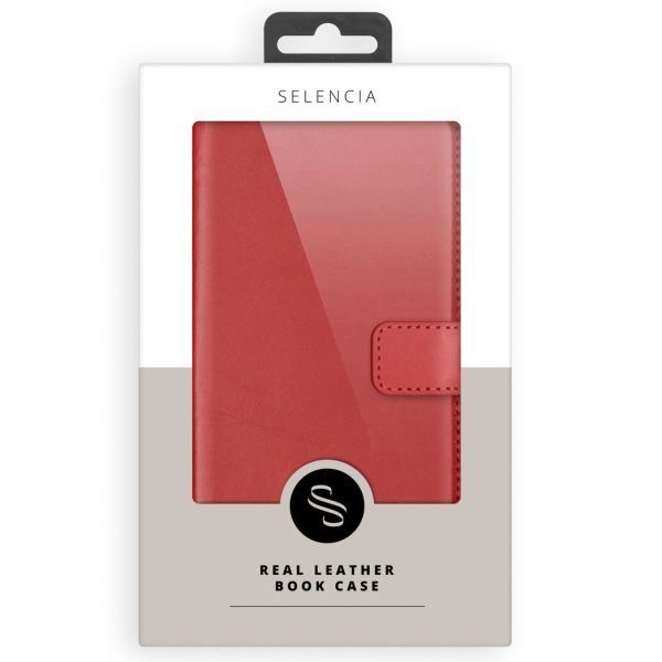 Selencia Echt Lederen Bookcase Samsung Galaxy S10 Plus - Rood / Rot / Red