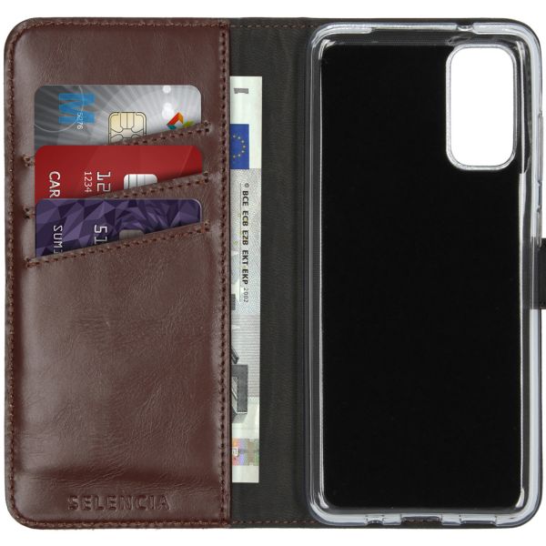 Selencia Echt Lederen Bookcase Samsung Galaxy S20 - Bruin / Braun  / Brown