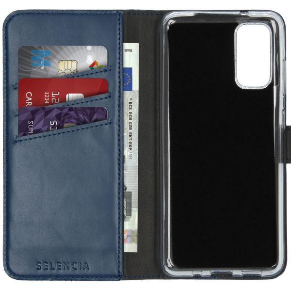 Selencia Echt Lederen Bookcase Samsung Galaxy S20 - Blauw / Blau / Blue