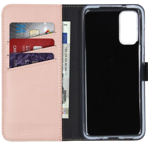 Selencia Echt Lederen Bookcase Samsung Galaxy S20 - Roze / Rosa / Pink