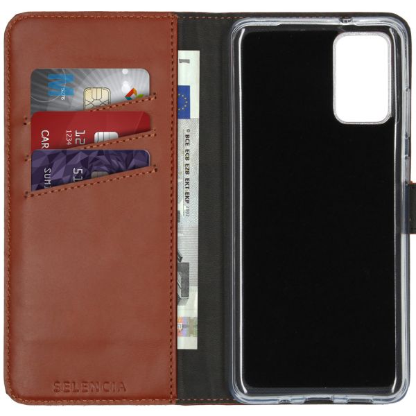 Selencia Echt Lederen Bookcase Samsung Galaxy S20 Plus - Lichtbruin / Hellbraun  / Light Brown