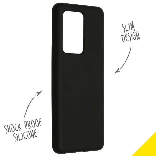 Accezz Liquid Silicone Backcover Samsung Galaxy S20 Ultra - Zwart / Schwarz / Black