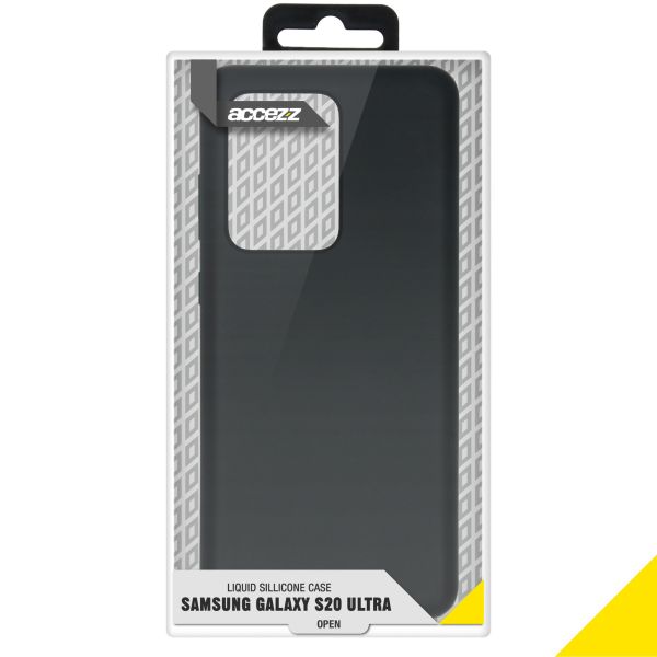 Accezz Liquid Silicone Backcover Samsung Galaxy S20 Ultra - Zwart / Schwarz / Black