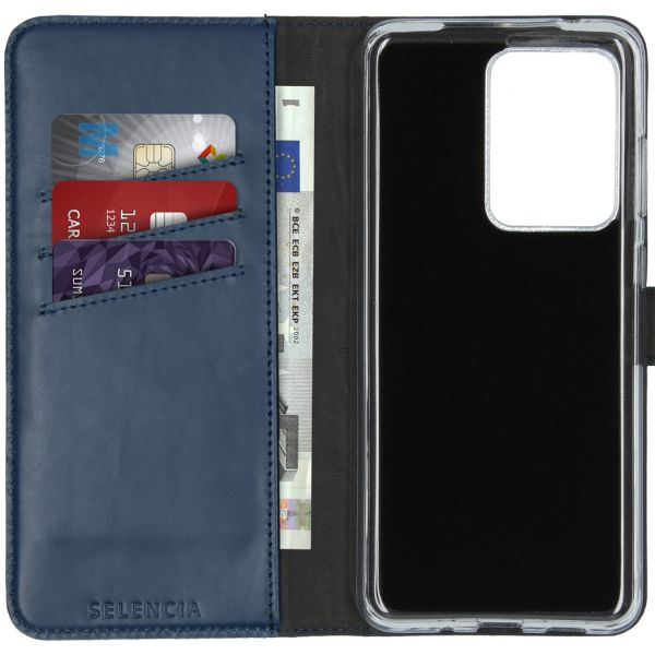 Selencia Echt Lederen Bookcase Samsung Galaxy S20 Ultra - Blauw / Blau / Blue