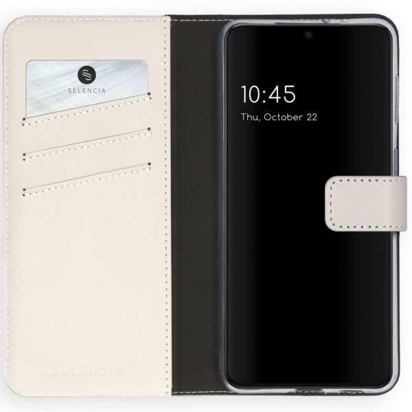 Selencia Echt Lederen Bookcase Samsung Galaxy S21 - Lichtgrijs / Hellgrau    / Light Gray