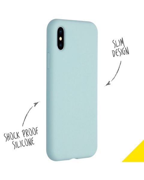 Accezz Liquid Silicone Backcover iPhone Xs / X - Sky Blue