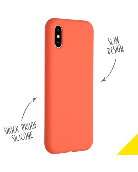 Accezz Liquid Silicone Backcover iPhone Xs / X - Nectarine