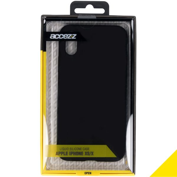 Accezz Liquid Silicone Backcover iPhone Xs / X - Zwart / Schwarz / Black