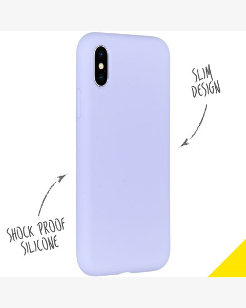 Accezz Liquid Silicone Backcover iPhone Xs / X - Paars / Violett  / Purple