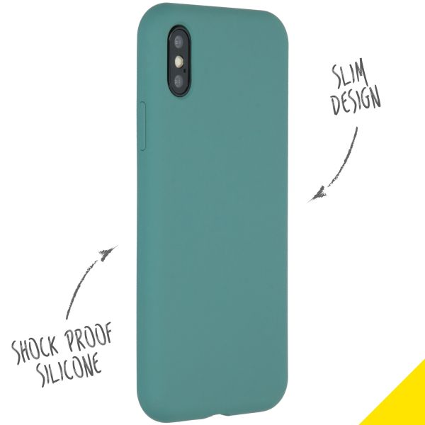 Accezz Liquid Silicone Backcover iPhone Xs / X - Donkergroen / Dunkelgrün  / Dark Green