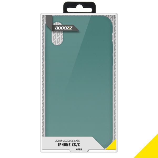 Accezz Liquid Silicone Backcover iPhone Xs / X - Donkergroen / Dunkelgrün  / Dark Green